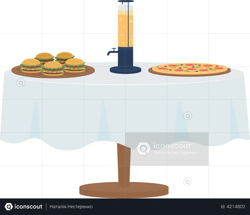 Tisch gedeckt für Junggesellenabschied  Illustration