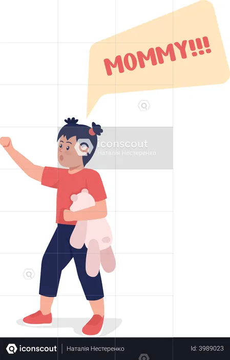 Toddler shout mommy  Illustration
