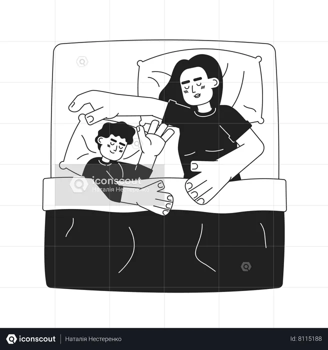 Tomando una siesta con el bebe  Ilustración