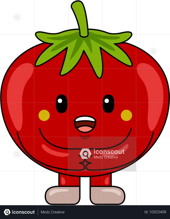 Personagem mascote tomate em pé  Ilustração