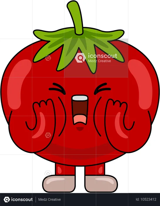 Personagem mascote do tomate gritando  Ilustração