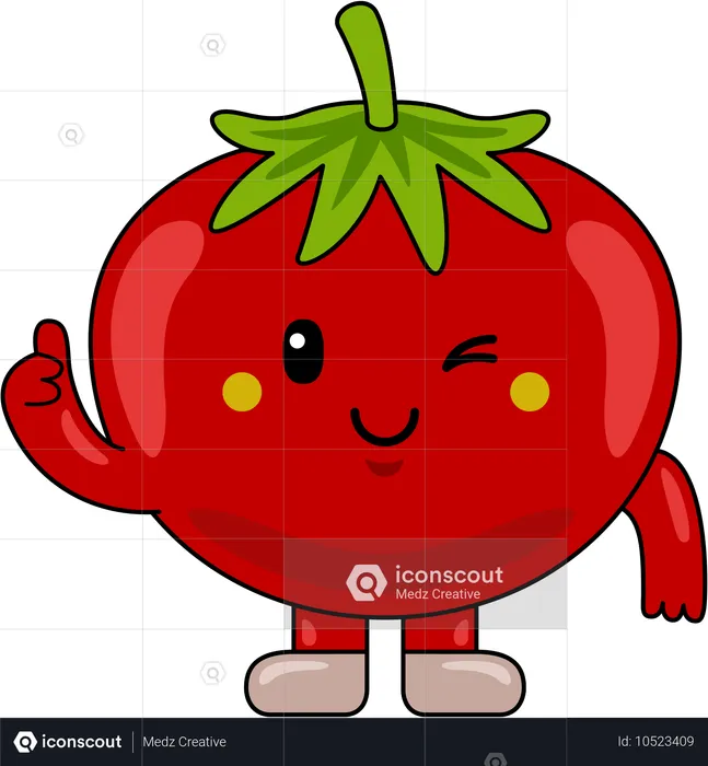 Mascotte de tomate montrant le pouce vers le haut  Illustration