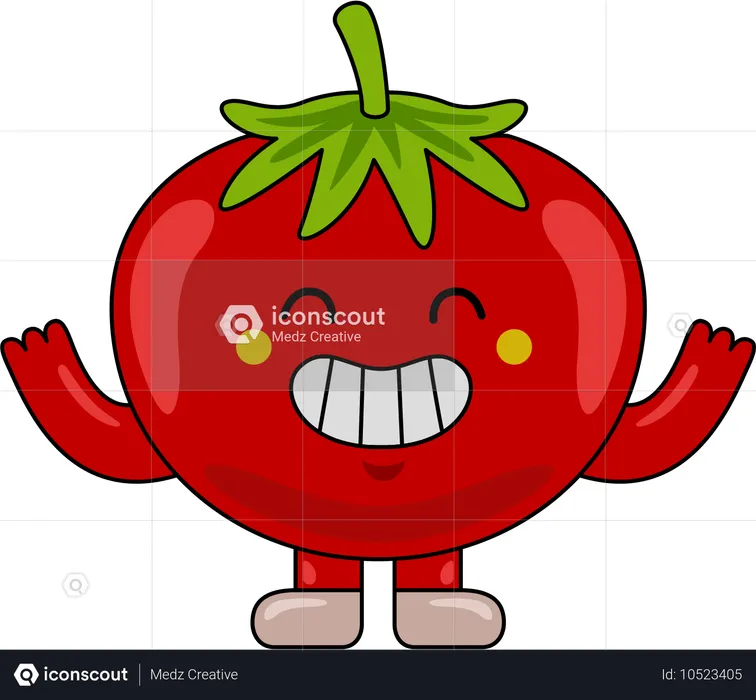 Tomaten-Maskottchen mit erhobenen Händen  Illustration