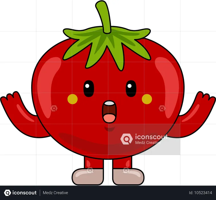 Tomato Mascot Character with wide open arms  Illustration