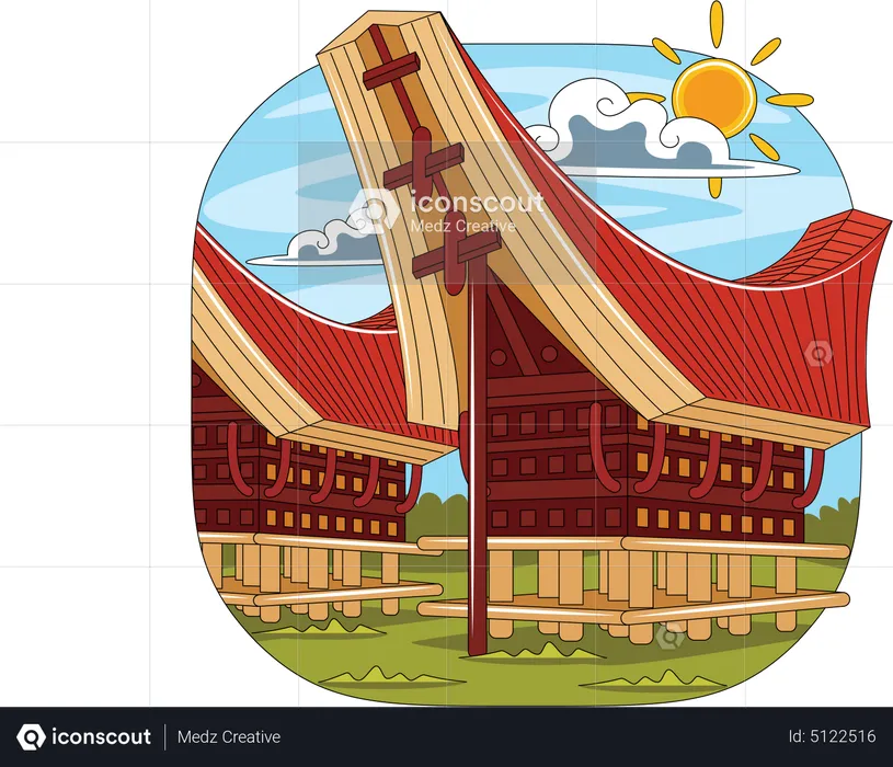 Tongkonan Traditional House  Illustration