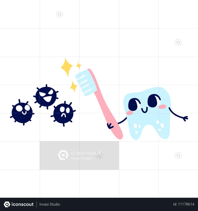 Tooth fighting germs  Illustration