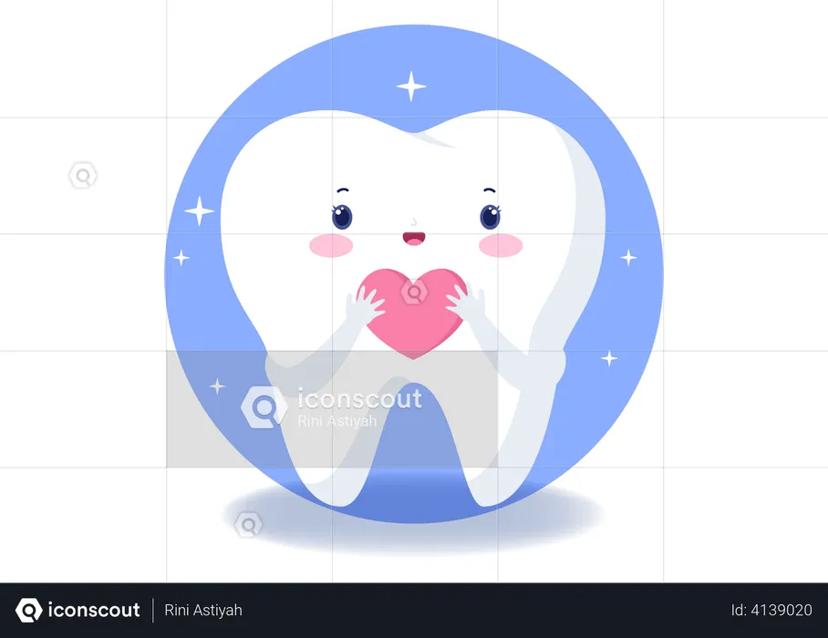 Tooth holding heart  Illustration