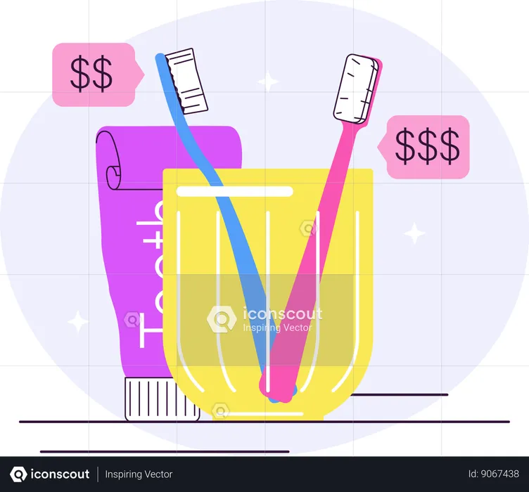 Toothpaste and tooth brush price  Illustration