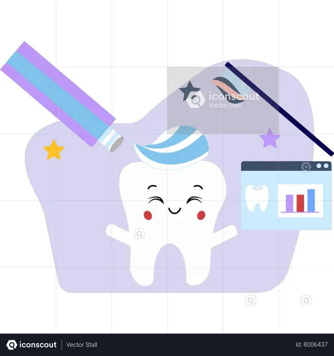 Toothpaste cleans teeth  Illustration