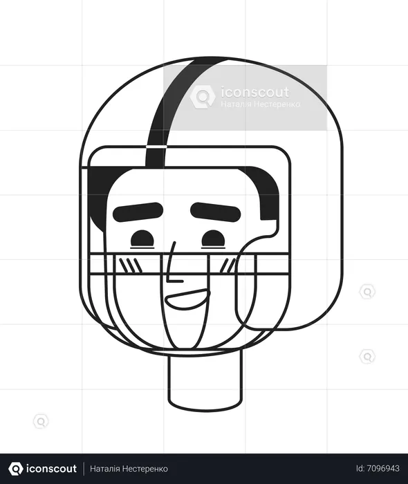 Toothy smiling young man wearing american football helmet  Illustration