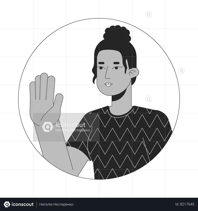 Top knot black girl saying hi  Illustration