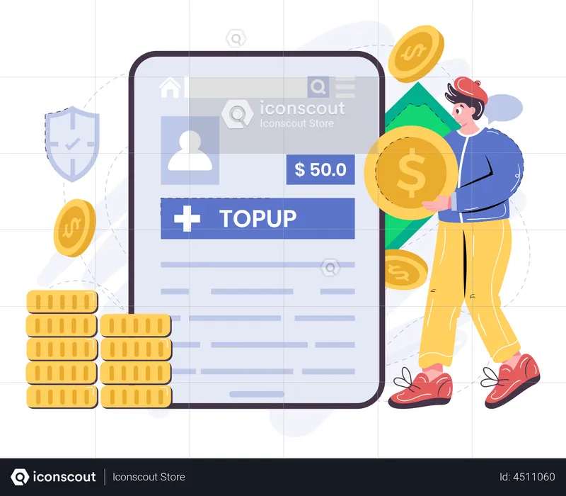 Top-up balance in neo bank account  Illustration