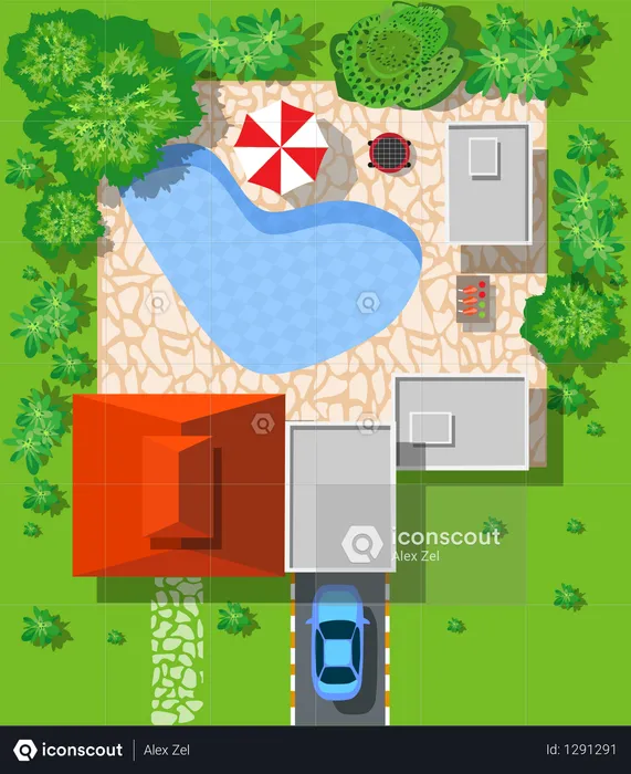 Top View Of Houses  Illustration