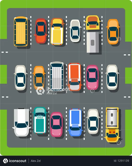 Top view of the city parking  Illustration