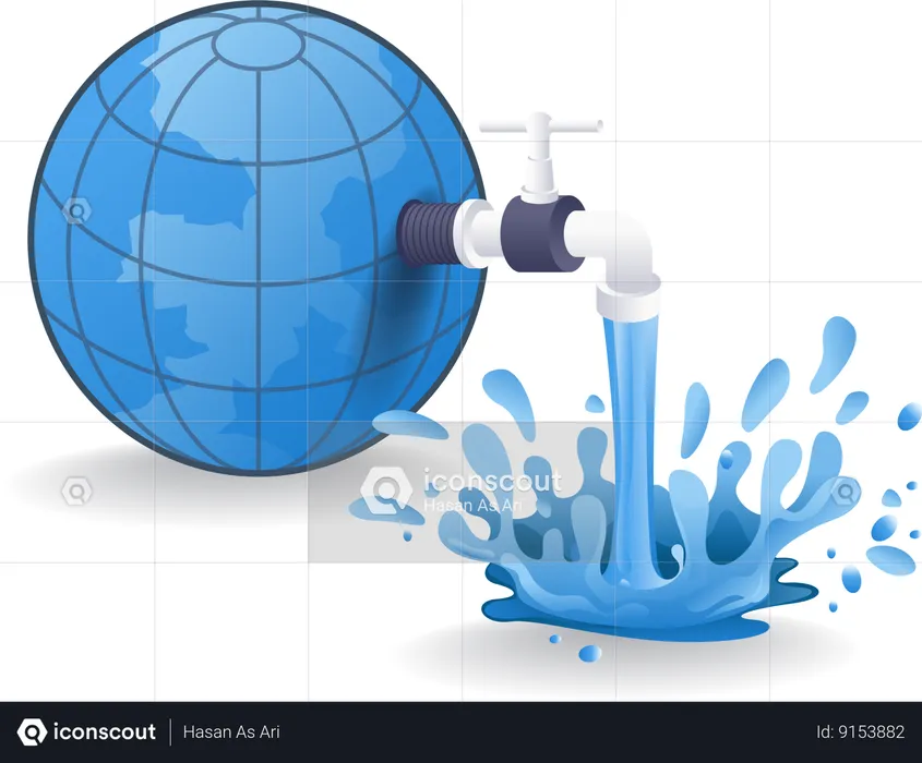 Torneira libera água da terra  Ilustração