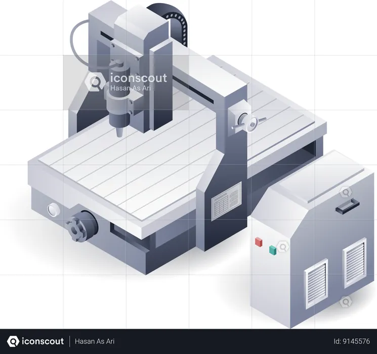 Máquina de torno cnc de corte automático  Ilustración