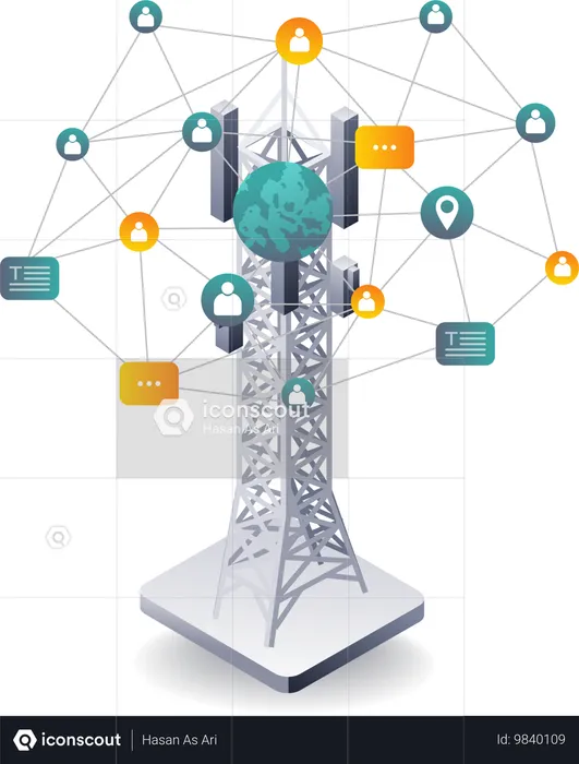 Rede de comunicação de torre para tecnologia da informação  Illustration