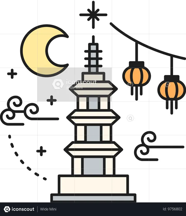 Tour de pierre bouddhiste  Illustration