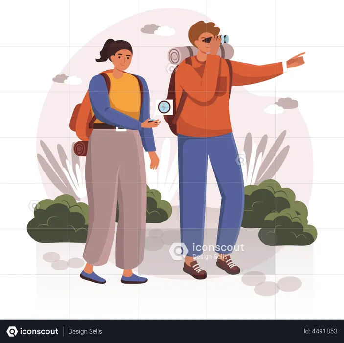 Tourist finding location  Illustration