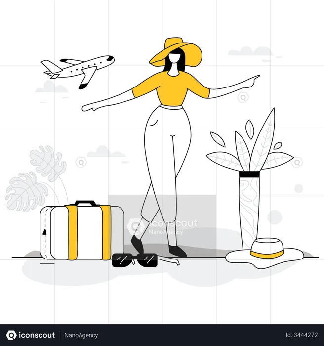 Tourist Girl enjoying trip  Illustration