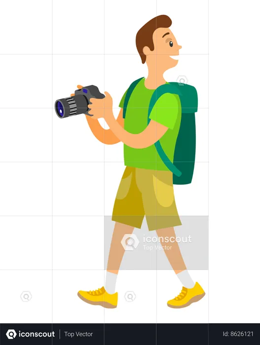 Tourist guy with camera  Illustration