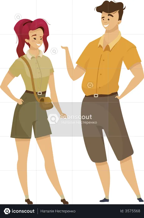 Tourist in khaki uniform  Illustration