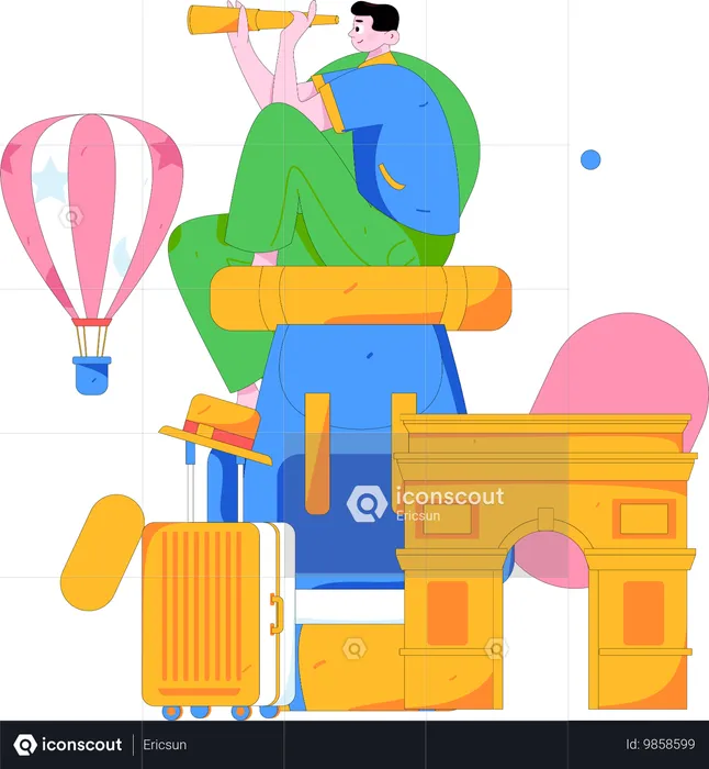 Tourist looking for travel location  Illustration