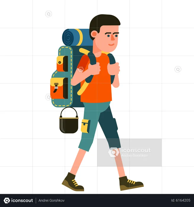 Tourist With Backpack  Illustration