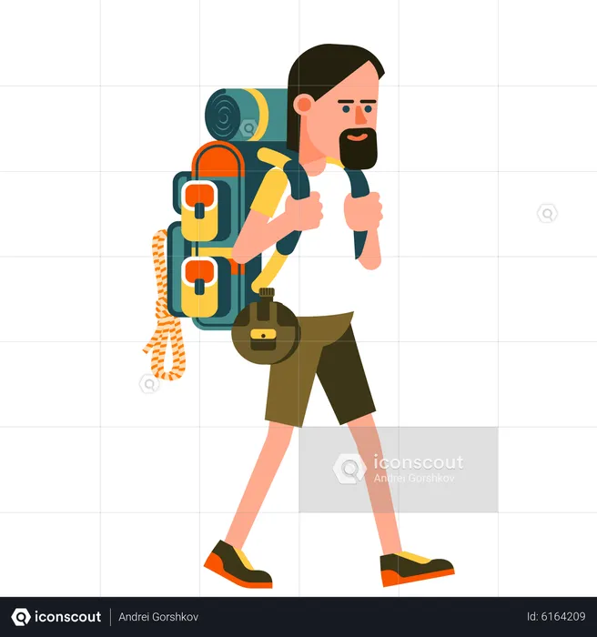 Tourist With Backpack  Illustration