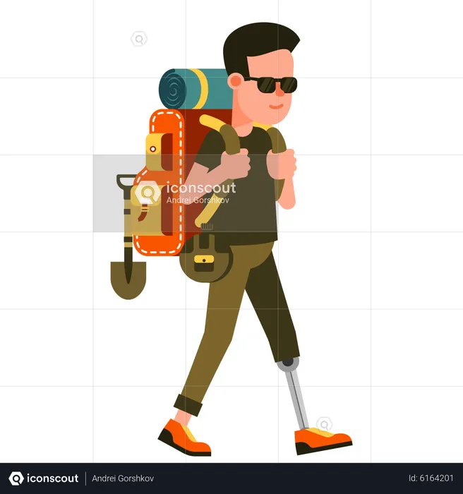 Tourist With Backpack  Illustration