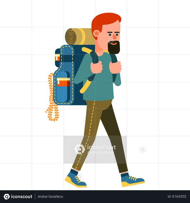 Tourist With Backpack  Illustration