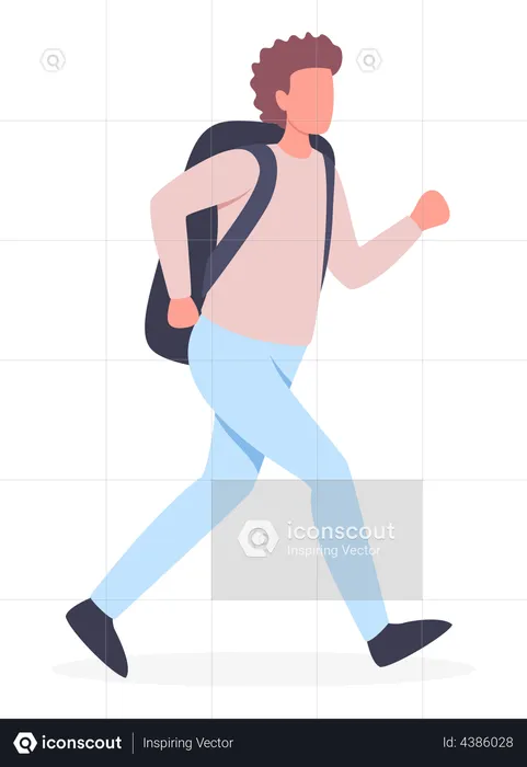 Tourist with backpack on vacation  Illustration