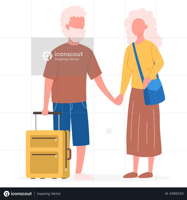 Tourist with luggage and handbag.  Illustration