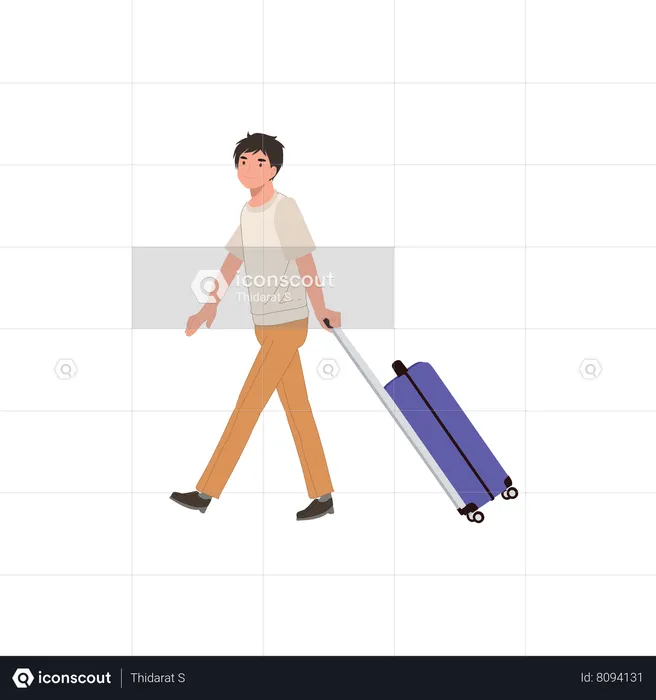 Touriste masculin avec bagages à main  Illustration