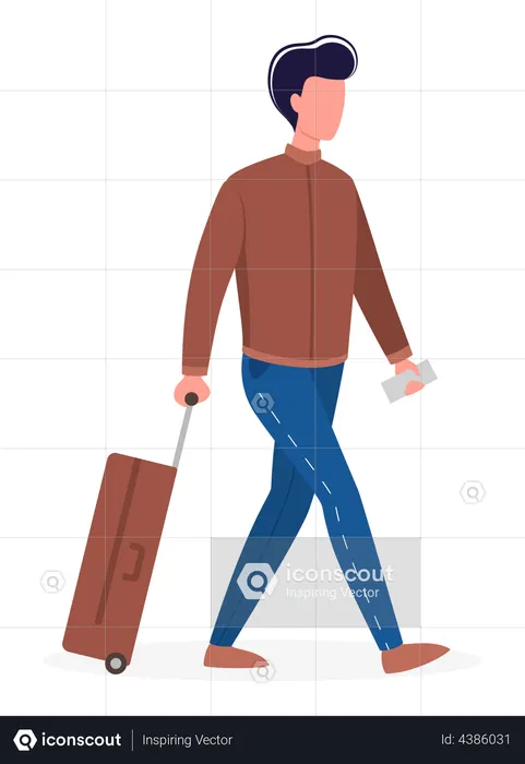 Touriste masculin avec bagages  Illustration