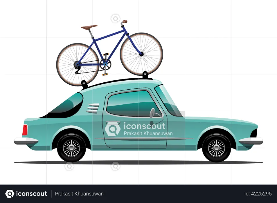 Tourists carry bicycles on cars  Illustration