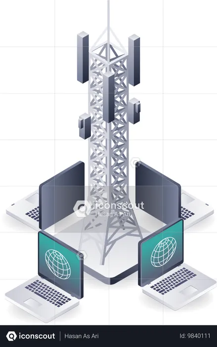 データと情報技術のためのタワーインフラストラクチャ  イラスト