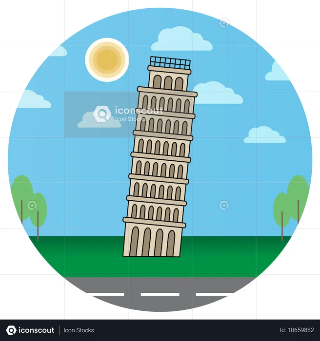 Tower Pisa Italy  Illustration