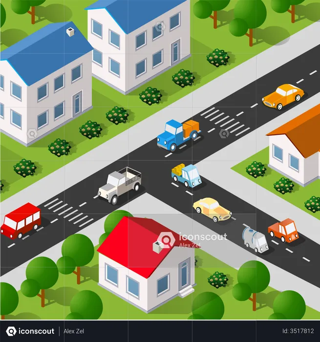 Best Town Illustration download in PNG & Vector format