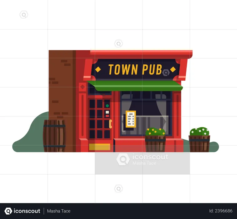 Town pub or restaurant  Illustration