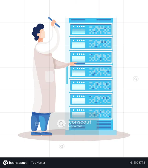 Trabajador de laboratorio haciendo investigación  Ilustración