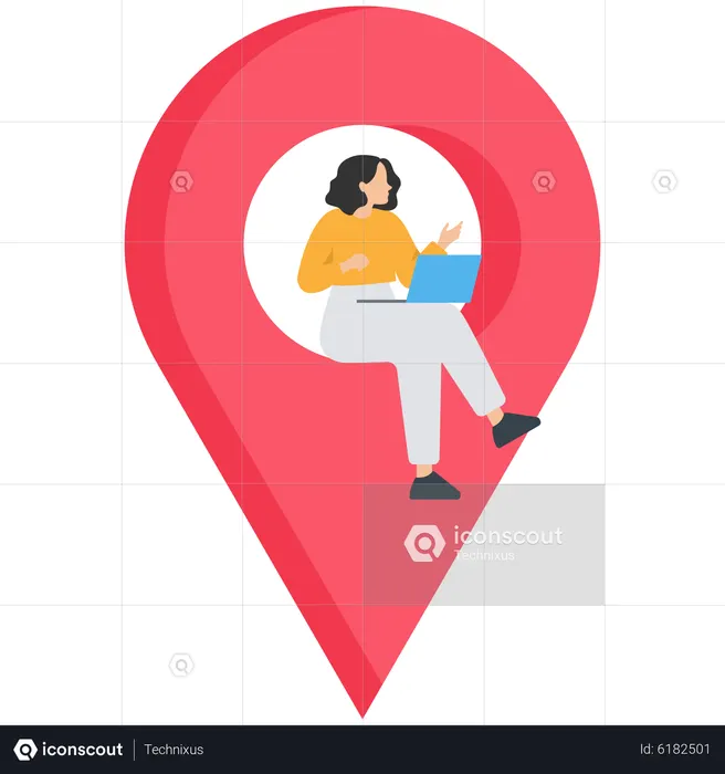 Trabajador independiente que trabaja desde ubicaciones remotas.  Ilustración