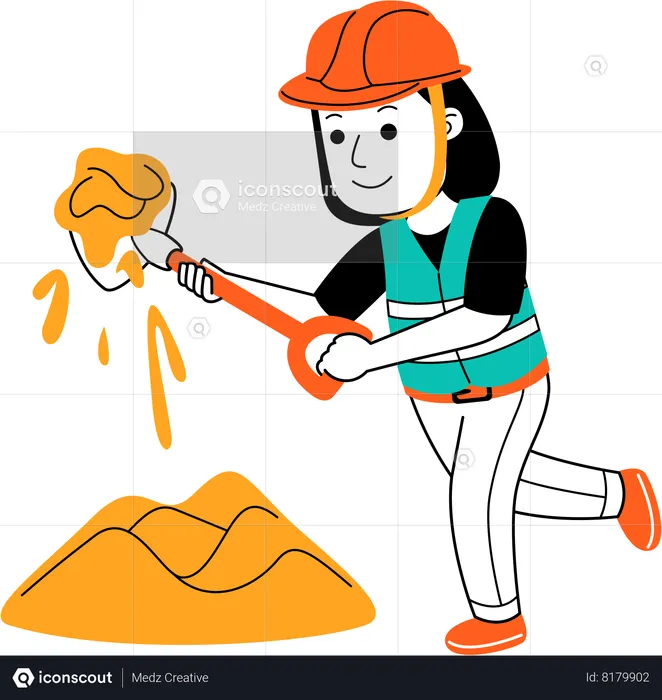 Trabajador realizando trabajos en el sitio de construcción  Ilustración