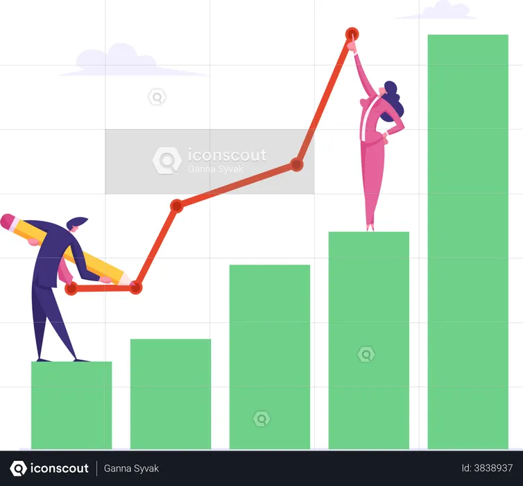 Trabajo en equipo empresarial  Ilustración