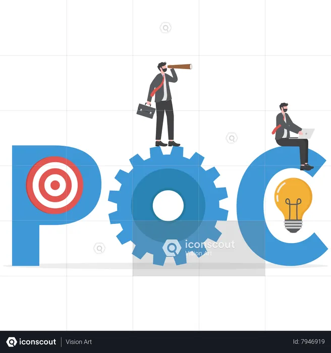 Trabajo en equipo empresarial como poc  Ilustración