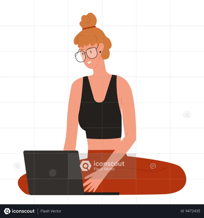 Trabajo independiente trabajando con laptop.  Ilustración