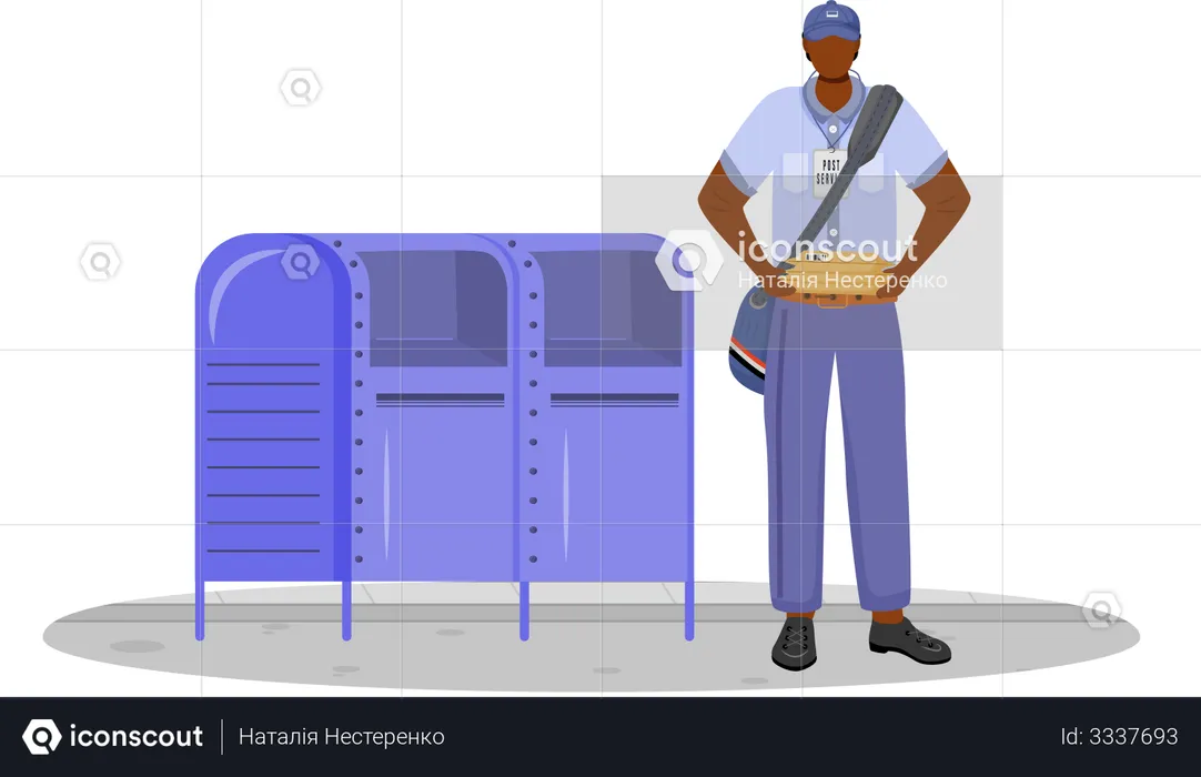 Trabalhador masculino dos correios  Ilustração