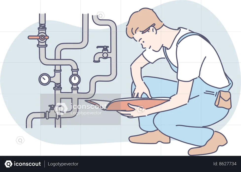 O trabalhador está definindo o fluxo do pipeline  Ilustração