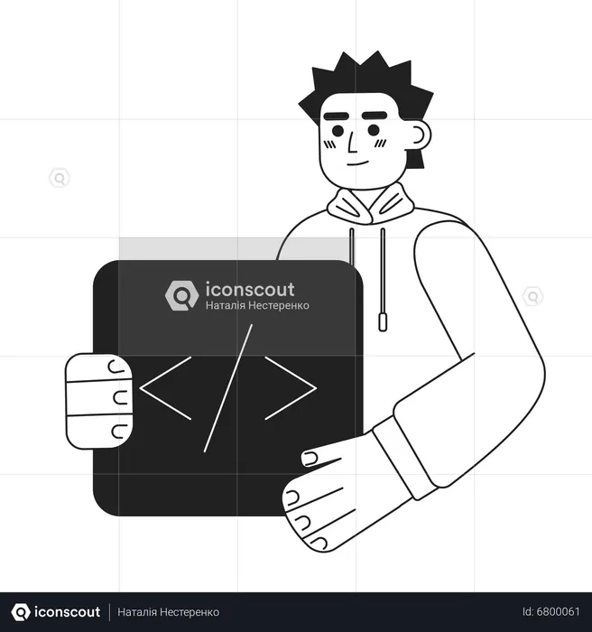 Trabalho masculino de codificador de computador  Ilustração