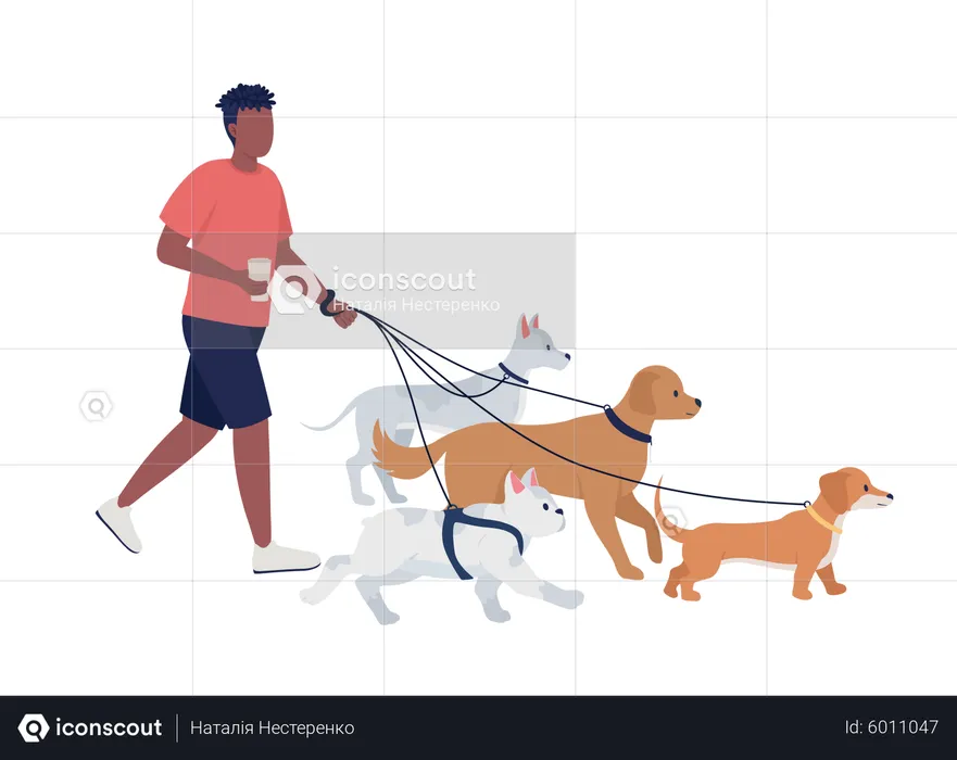 Trabalho de passeador de cães  Ilustração